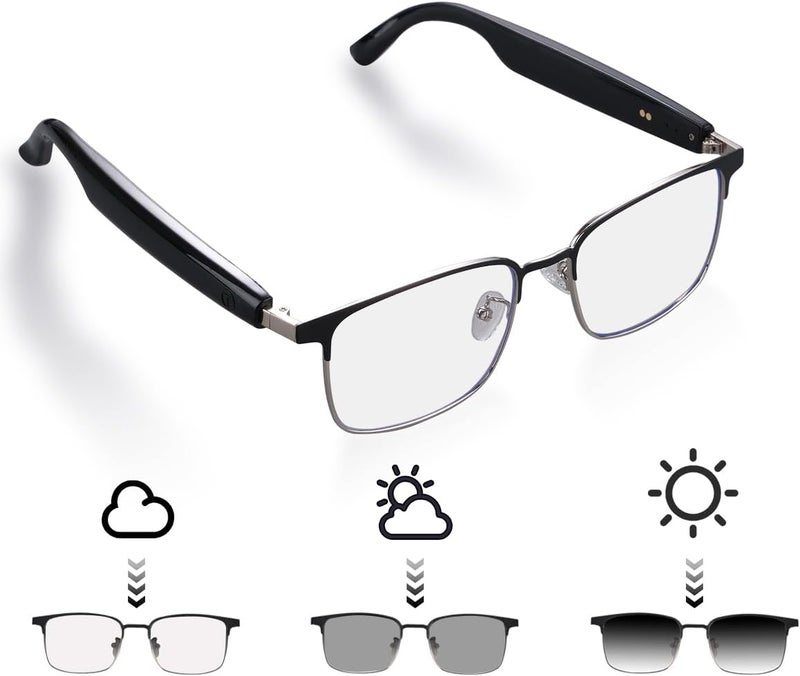 QJF Smart Glasses for Men & Women with Photochromic Lenses, Bluetooth 5.3, Polarized, Blue Light Blocking, Open-Ear Speakers - Image 1